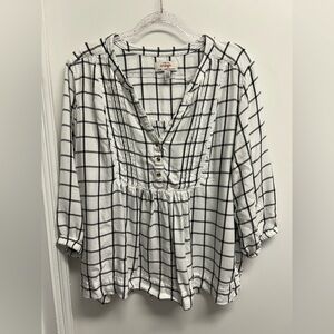 Wrangler White and Black Grid Blouse